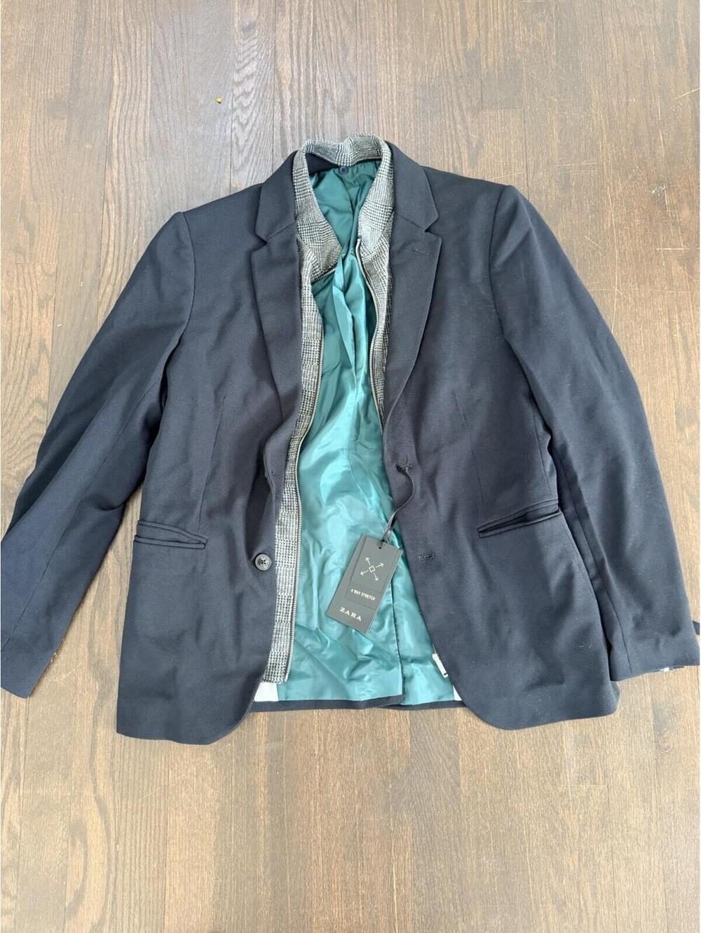 Zara Blazer Zipper Jacket Closure Buttoned Exterior Mens Sz Medium NEW w/ Tags